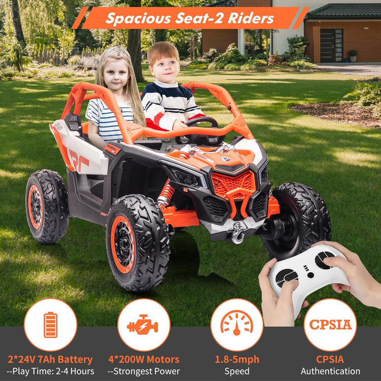 LX Performance Can-Am Maverick 4WD Edition – 2-Seater Kids Ride-on Buggy (Orange)