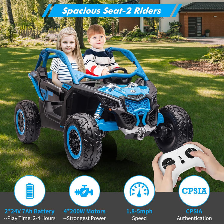 LX Performance Can-Am Maverick 4WD Edition – 2-Seater Kids Ride-on Buggy (Blue)