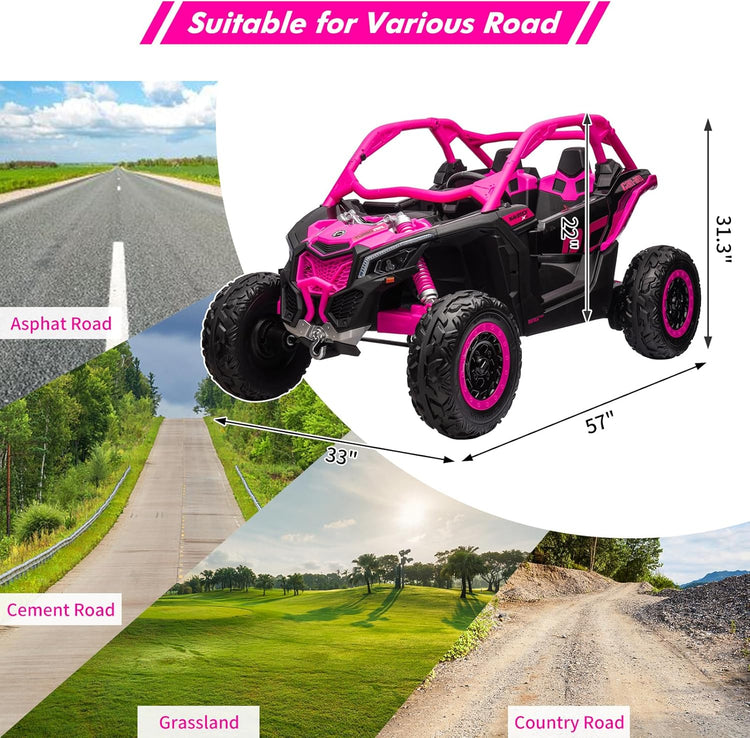 LX Performance Can-Am Maverick 4WD Edition – 2-Seater Kids Ride-on Buggy (Pink)