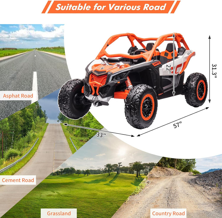 LX Performance Can-Am Maverick 4WD Edition – 2-Seater Kids Ride-on Buggy (Orange)