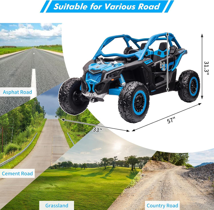 LX Performance Can-Am Maverick 4WD Edition – 2-Seater Kids Ride-on Buggy (Blue)