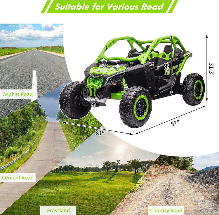 LX Performance Can-Am Maverick 4WD Edition – 2-Seater Kids Ride-on Buggy (Green)