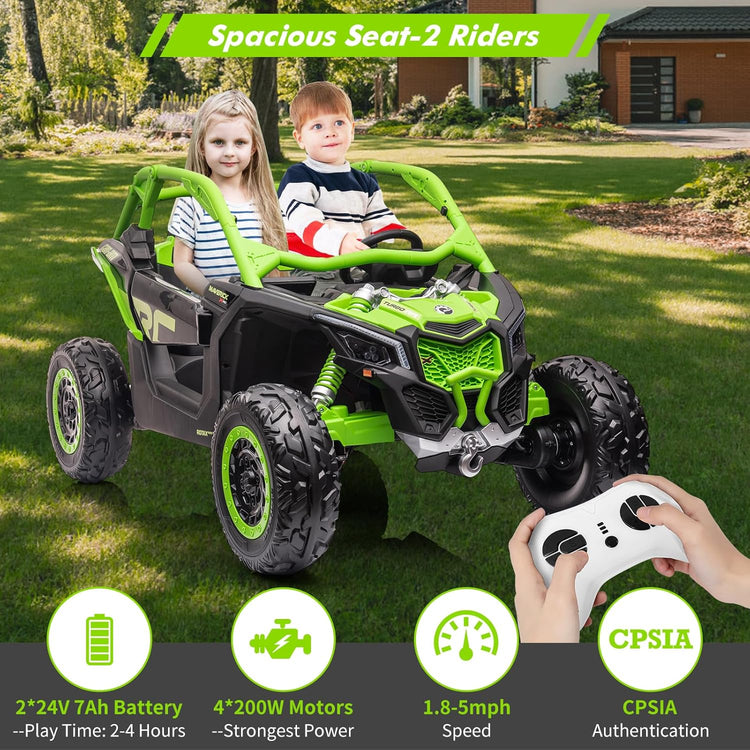 LX Performance Can-Am Maverick 4WD Edition – 2-Seater Kids Ride-on Buggy (Green)