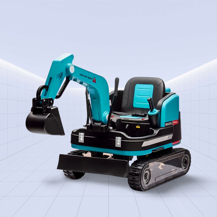 "DigMaster 12V 4X: The Ultimate Ride-On Excavator Adventure for Kids" (BLUE)