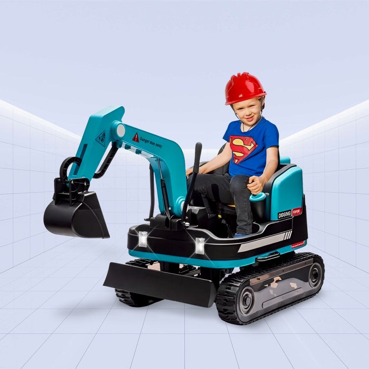 "DigMaster 12V 4X: The Ultimate Ride-On Excavator Adventure for Kids" (BLUE)