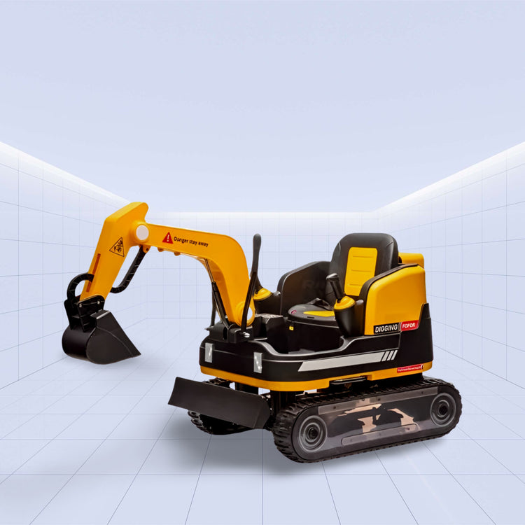 "DigMaster 12V 4X: The Ultimate Ride-On Excavator Adventure for Kids" (YELLOW)