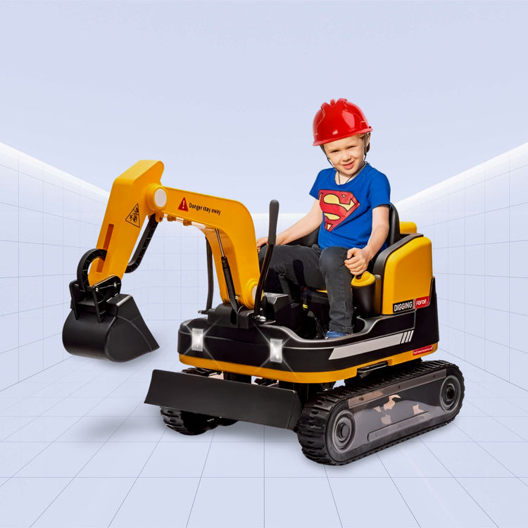 "DigMaster 12V 4X: The Ultimate Ride-On Excavator Adventure for Kids" (YELLOW)