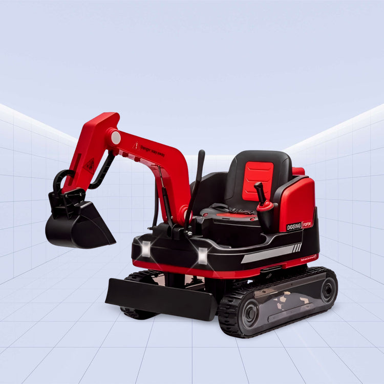"DigMaster 12V 4X: The Ultimate Ride-On Excavator Adventure for Kids" (RED)