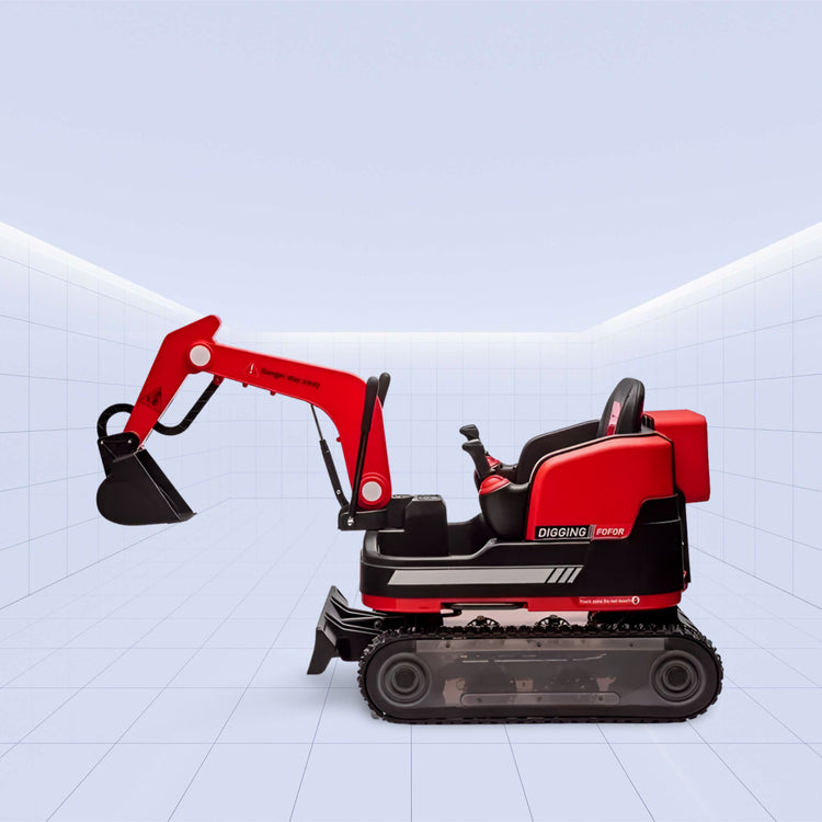 "DigMaster 12V 4X: The Ultimate Ride-On Excavator Adventure for Kids" (RED)