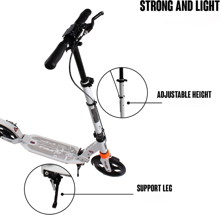 Lightweight Foldable Kids' Kick Scooter with Adjustable Handlebar (WHITE)