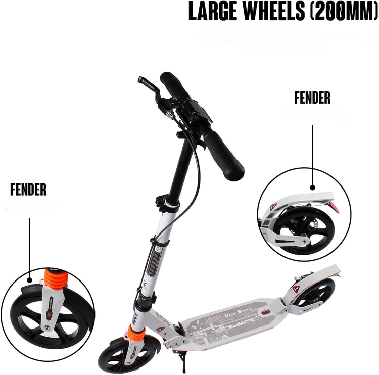 Lightweight Foldable Kids' Kick Scooter with Adjustable Handlebar (WHITE)