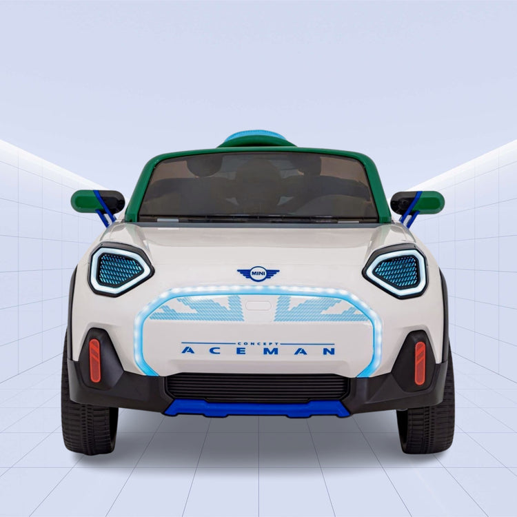 12V "Futuristic Mini Aceman Ride-On Car with LED & Music!"(WHITE)