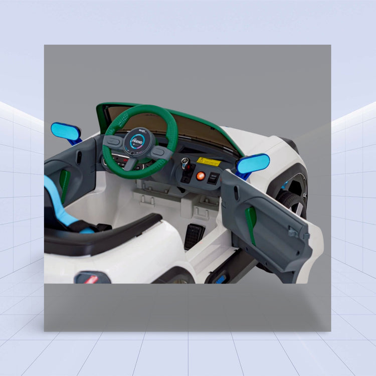 12V "Futuristic Mini Aceman Ride-On Car with LED & Music!"(WHITE)