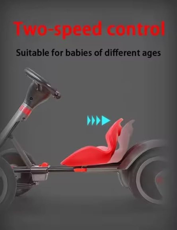 Foldable Electric Kart for Kids – Dual Motors, LED Lights & USB Music (RED)