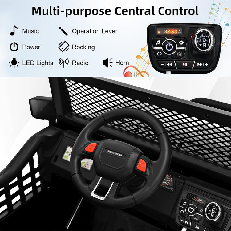Electric Ride-On Jeep for Kids – Off-Road with Remote Control, LED Lights & Music (RED)