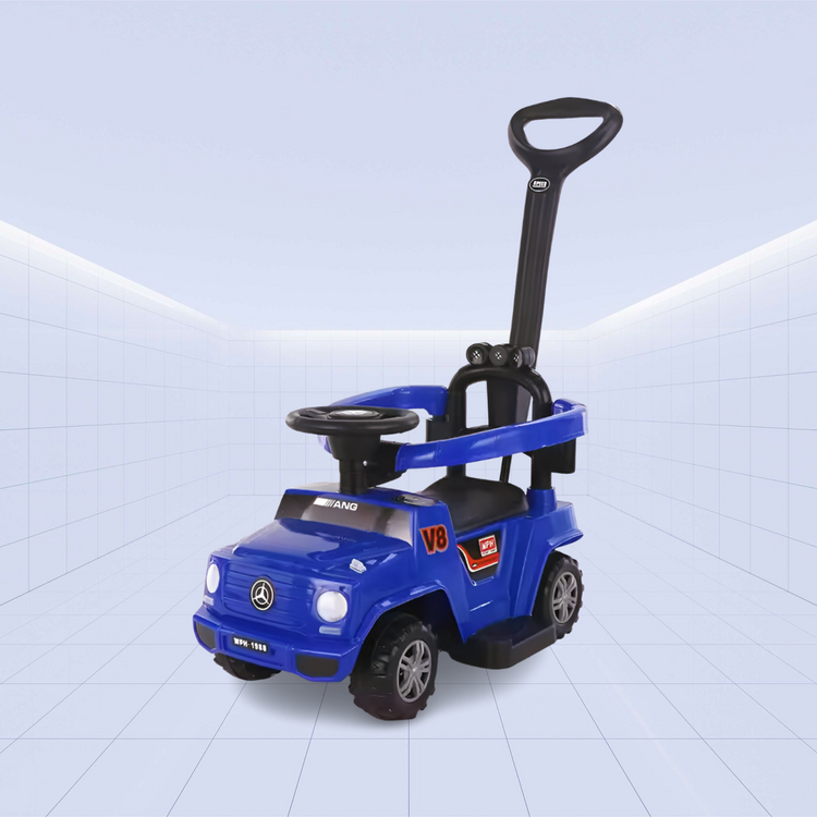 Luxury V8 Cruiser: Premium 3-in-1 Baby Push Car with Canopy: Ride on Toy (BLUE)