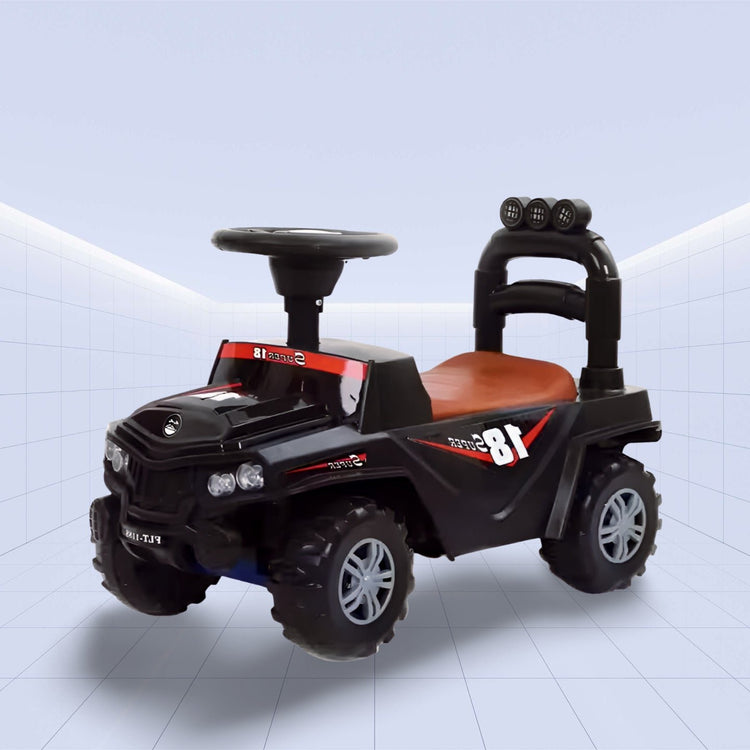 Ultimate Trailblazer: Deluxe Tractor 3-in-1 Ride on Fun Baby Push Car with Canopy (BLACK)