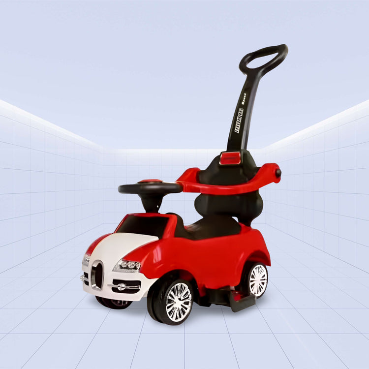 Mini Luxe 3-in-1 Baby Push Car: Fun Meets Functionality ; Ride-On Toy (RED)