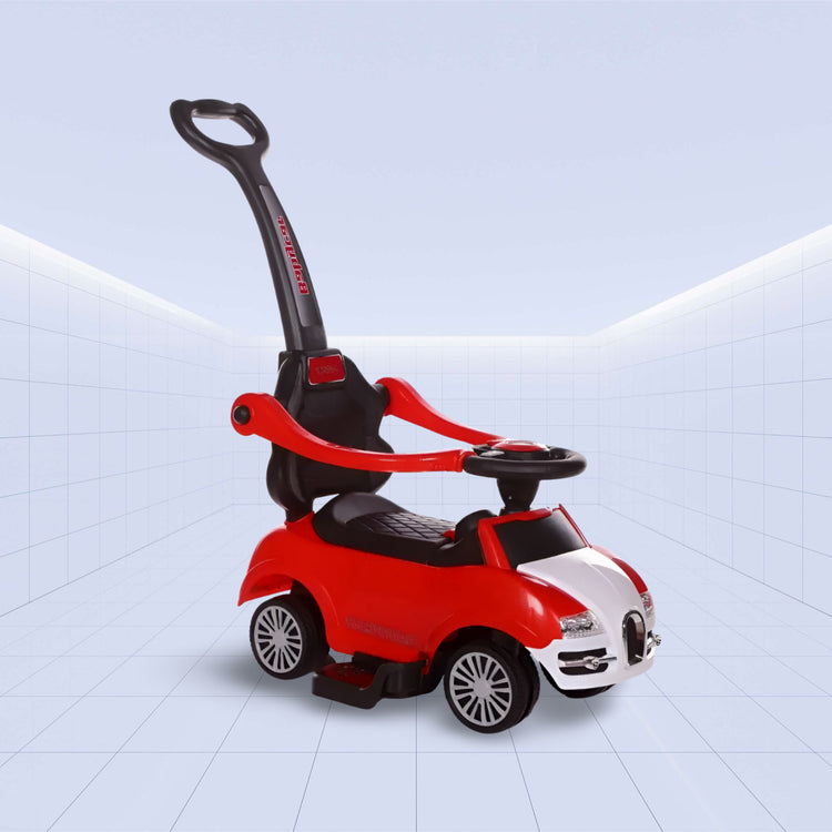 Mini Luxe 3-in-1 Baby Push Car: Fun Meets Functionality ; Ride-On Toy (RED)