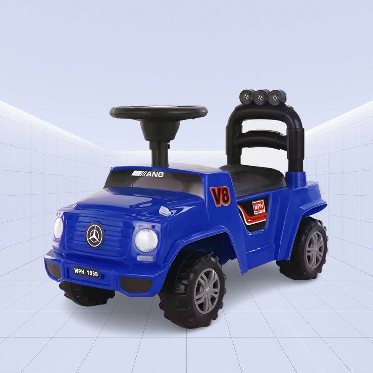 Luxury V8 Cruiser: Premium 3-in-1 Baby Push Car with Canopy: Ride on Toy (BLUE)