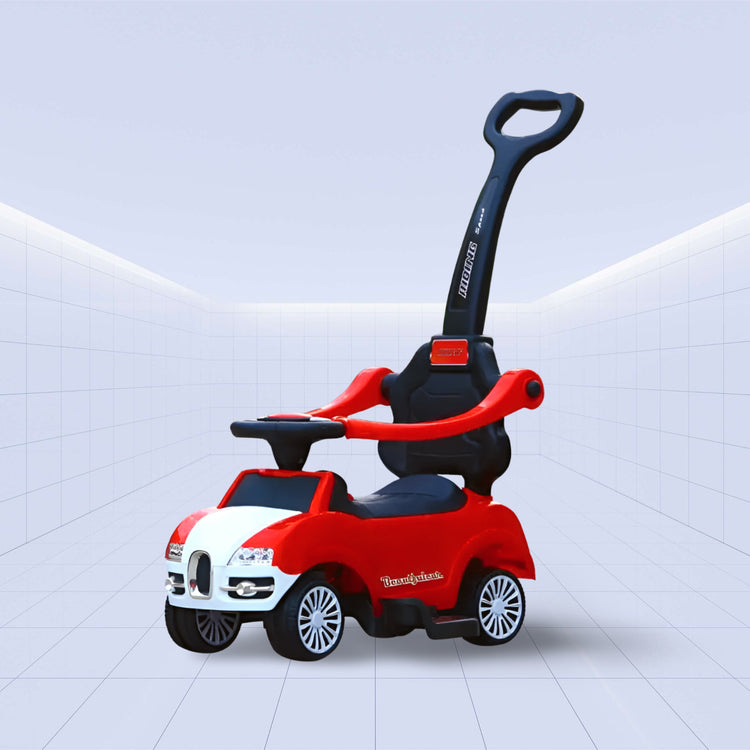 Mini Luxe 3-in-1 Baby Push Car: Fun Meets Functionality ; Ride-On Toy (RED)