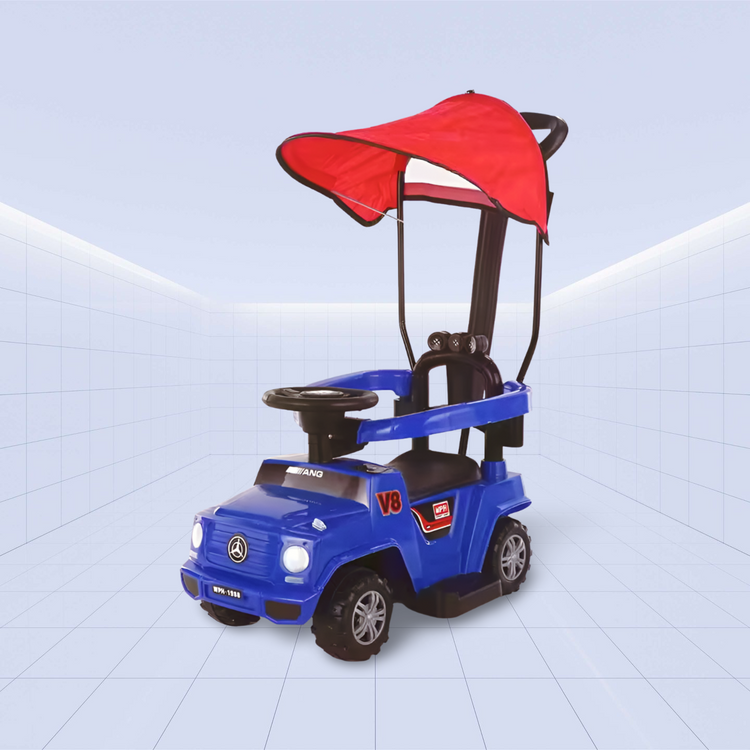 Luxury V8 Cruiser: Premium 3-in-1 Baby Push Car with Canopy: Ride on Toy (BLUE)