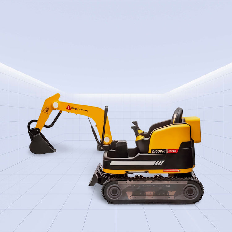 "DigMaster 12V 4X: The Ultimate Ride-On Excavator Adventure for Kids" (YELLOW)