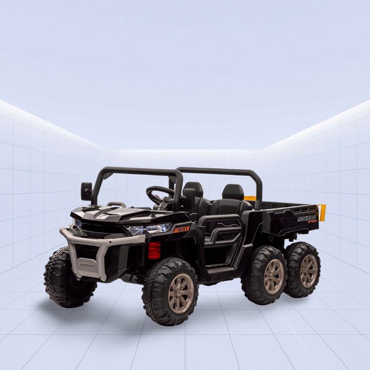 Licensed Kids' Ride-On 6-Wheel Tipper Truck – 24V Off-Road Adventure Vehicle (Black)
