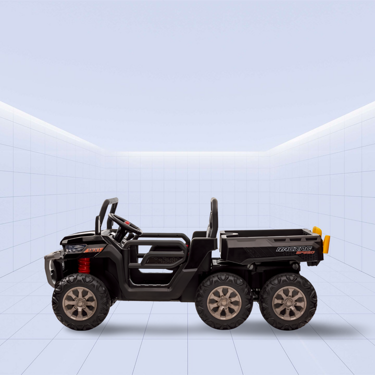 Licensed Kids' Ride-On 6-Wheel Tipper Truck – 24V Off-Road Adventure Vehicle (Black)