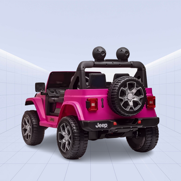 Jeep Wrangler Rubicon Kids Ride-On Car - 12V Electric Toy with 4 Motors (Pink)