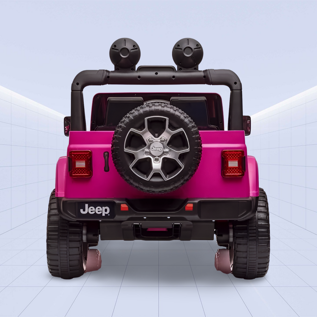 Jeep Wrangler Rubicon Kids Ride-On Car - 12V Electric Toy with 4 Motors (Pink)
