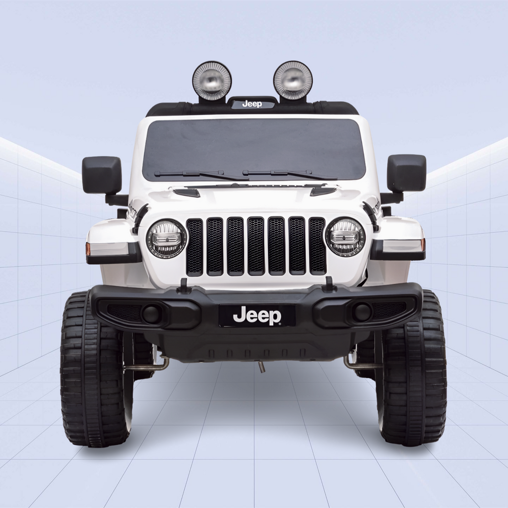 Jeep Wrangler Rubicon Kids Ride-On Car - 12V Electric Toy with 4 Motors (White)