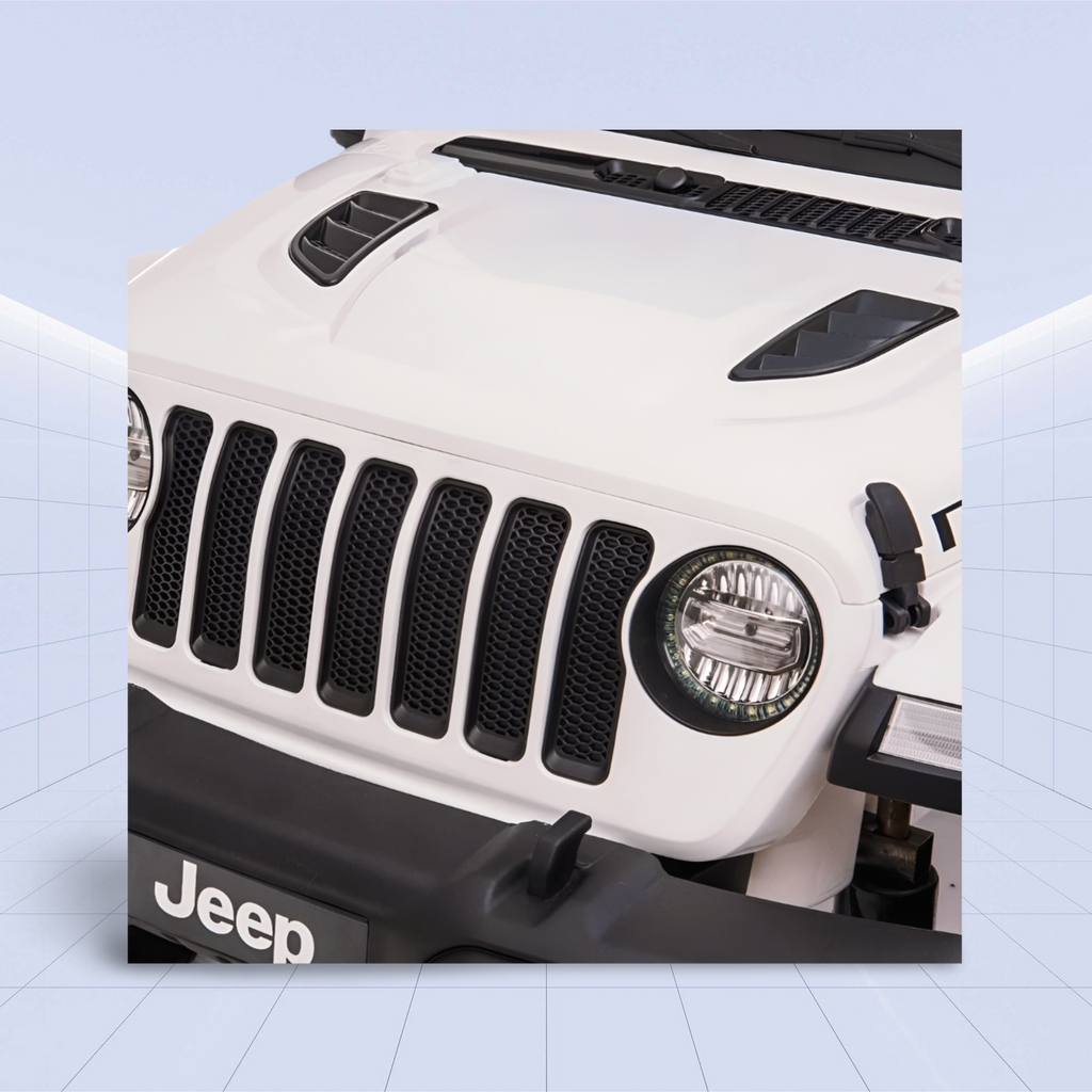Jeep Wrangler Rubicon Kids Ride-On Car - 12V Electric Toy with 4 Motors (White)
