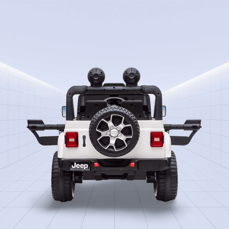 Jeep Wrangler Rubicon Kids Ride-On Car - 12V Electric Toy with 4 Motors (White)