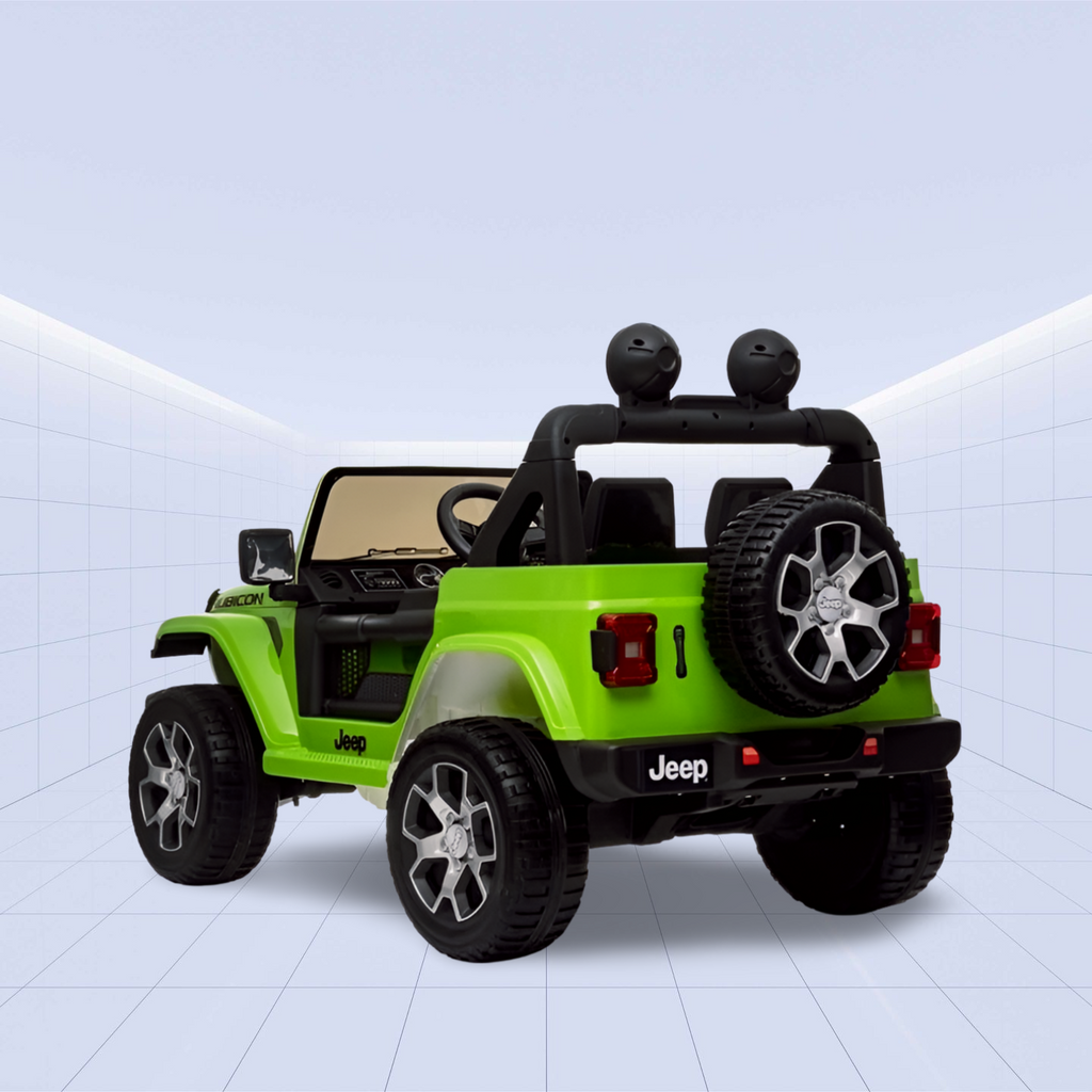 Jeep Wrangler Rubicon Kids Ride-On Car - 12V Electric Toy with 4 Motors (Green)