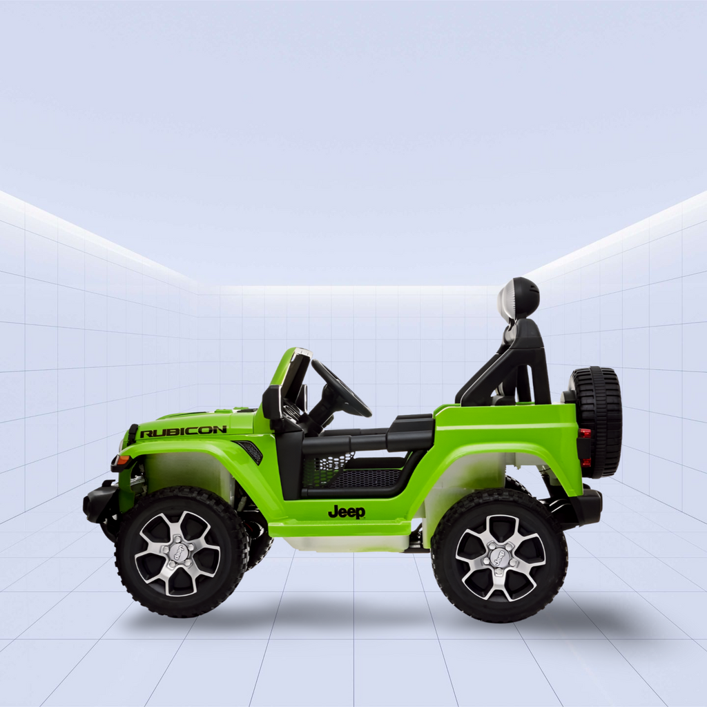 Jeep Wrangler Rubicon Kids Ride-On Car - 12V Electric Toy with 4 Motors (Green)