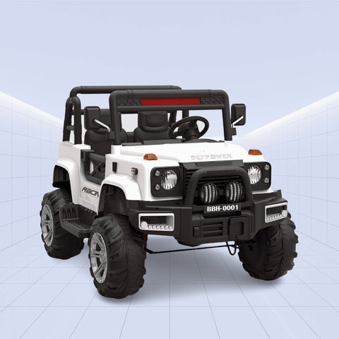 12V Rugged and Stylish 4x4 Ride-On Jeep for Kids (WHITE)