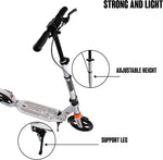 Lightweight Foldable Kids' Kick Scooter with Adjustable Handlebar (WHITE)