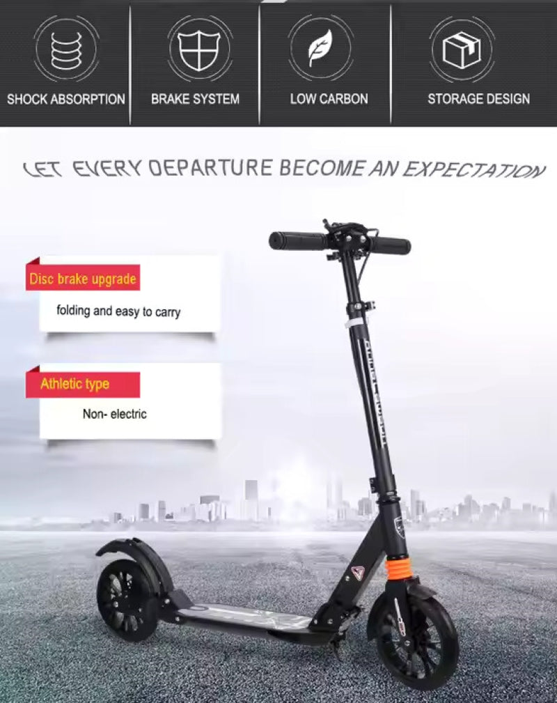 Lightweight Foldable Kids' Kick Scooter with Adjustable Handlebar (BLACK)