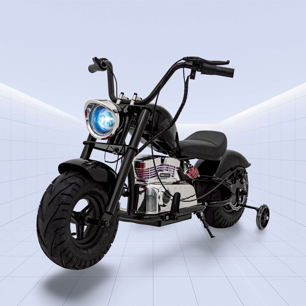 Realistic Electric Chopper Motorcycle for Kids with Comfortable Seating and Dual Motors 36V(BLACK)