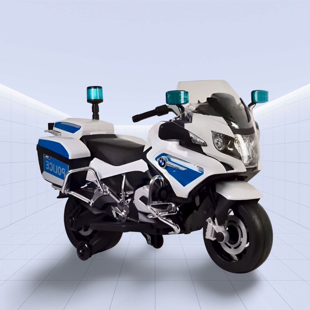 12V Licenced  BMW Police Patrol Kids Electric Motorcycle with Lights and Siren (WHITE)