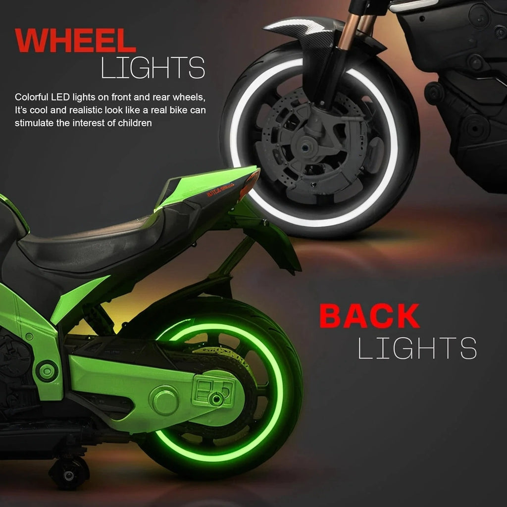 12V Next-Gen Kids Electric Motorcycle – Built for Fun and Durability (GREEN)