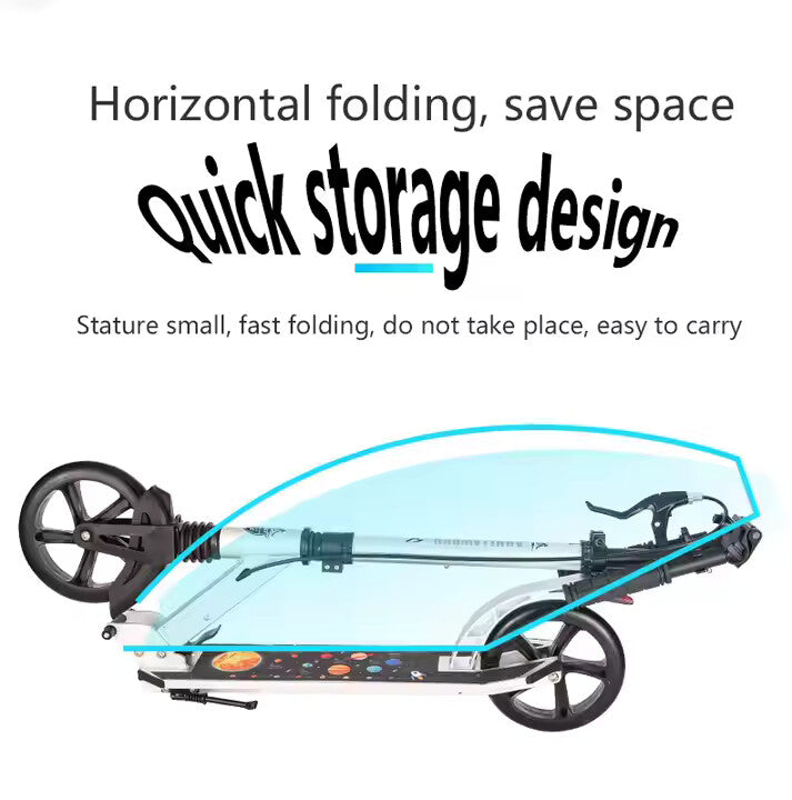 Luxury Aluminum Kick Scooter with Wooden Deck & Suspension (SILVER)