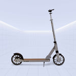 Luxury Aluminum Kick Scooter with Wooden Deck & Suspension (SILVER)