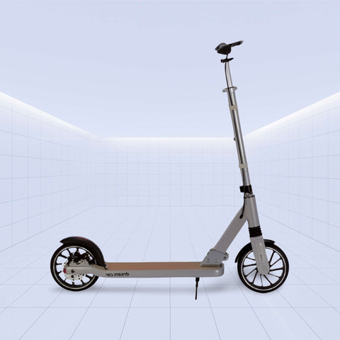 Luxury Aluminum Kick Scooter with Wooden Deck & Suspension (SILVER)