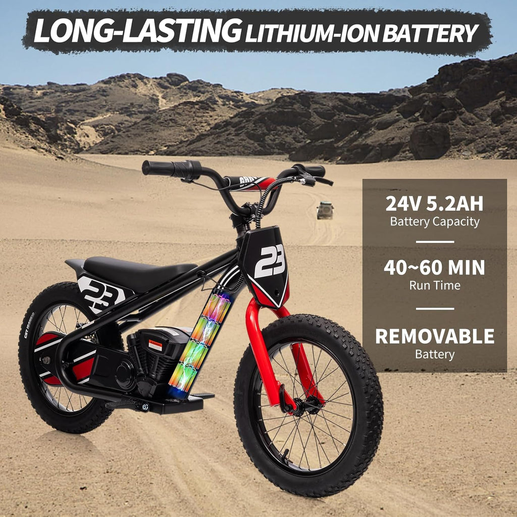 Off-Road Beast – 24V Electric Dirt Bike for Young Riders! (BLACK)
