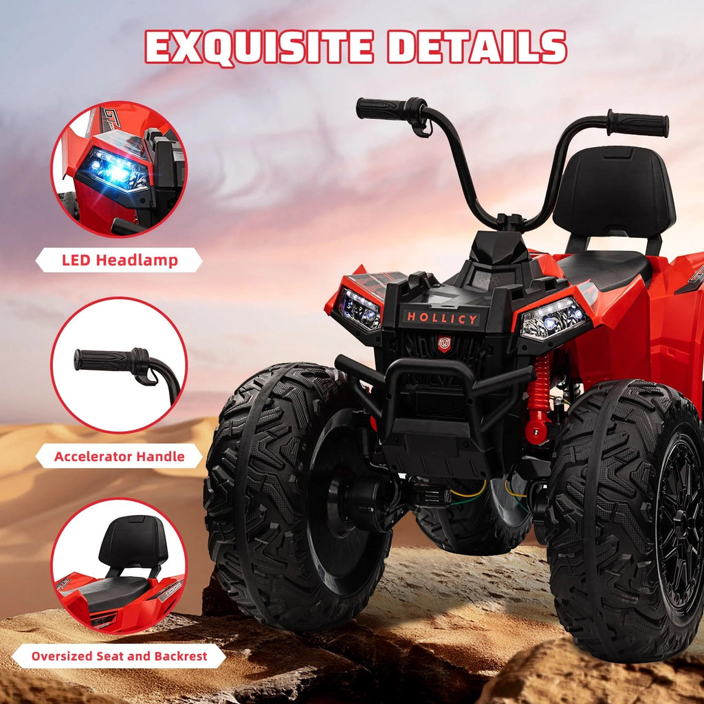 Big Wheels, Big Fun! All-Terrain Kids ATV Quad Bike with Suspension (RED)