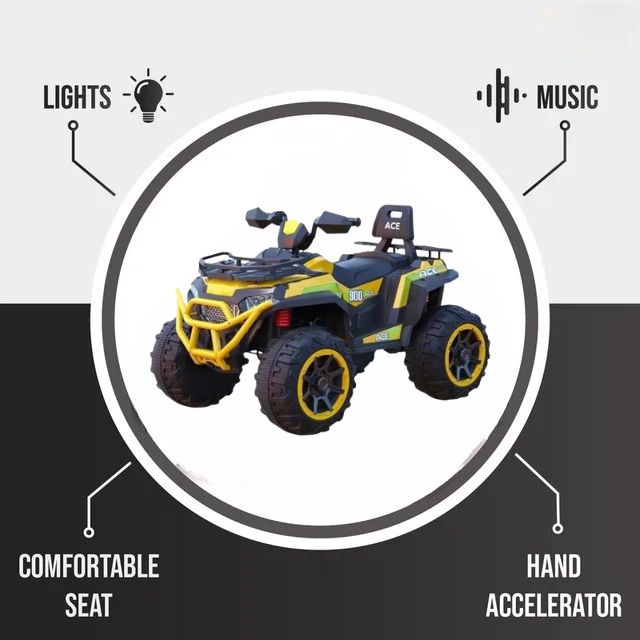Unleash the Fun – Kids Electric ATV Quad Bike with LED Lights & Music! (YELLOW)