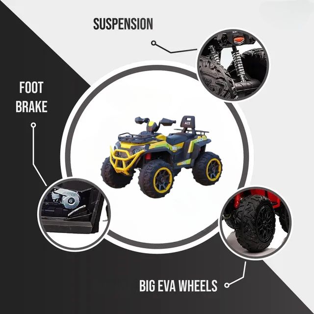 Unleash the Fun – Kids Electric ATV Quad Bike with LED Lights & Music! (YELLOW)