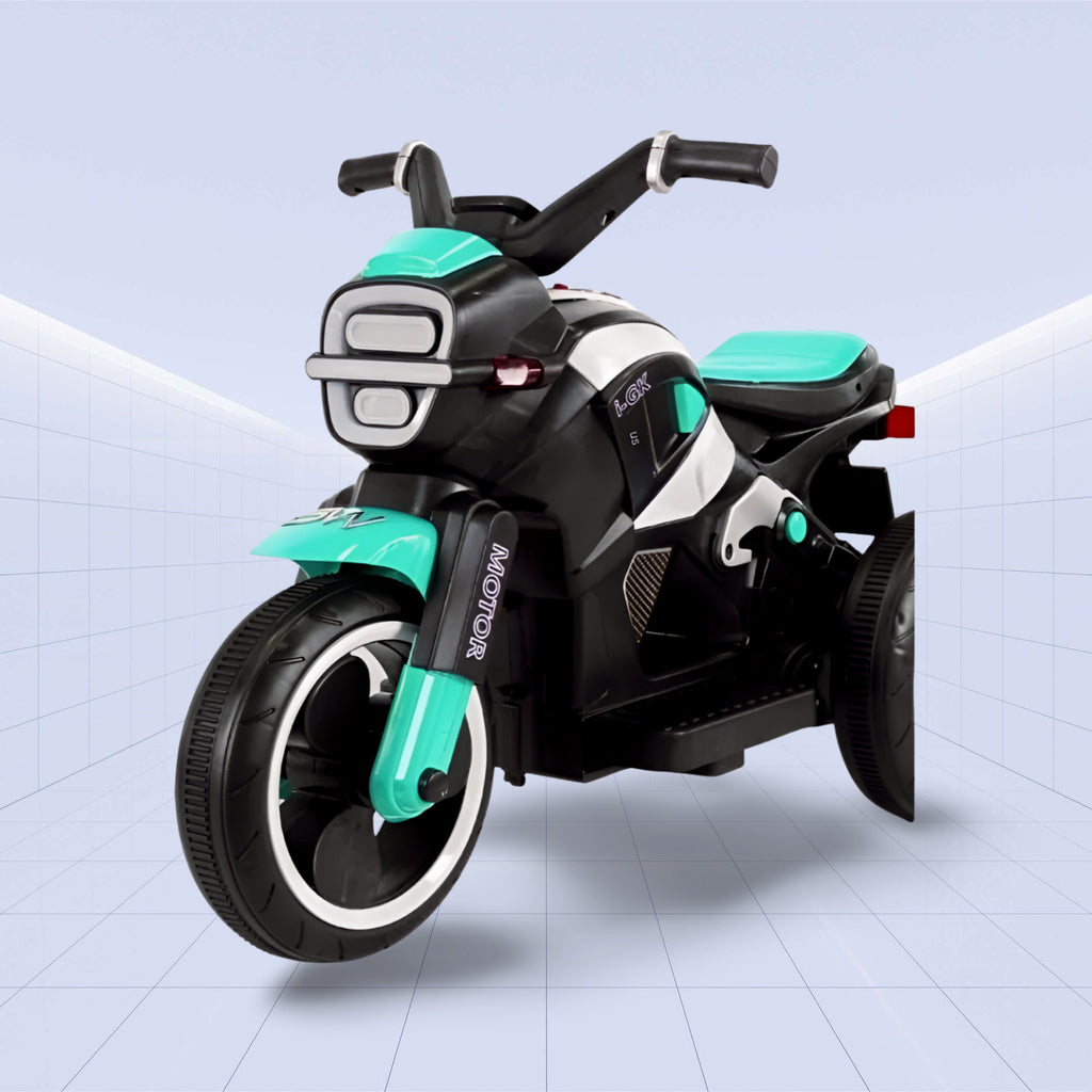 TurboCharge Kids' Electric Motorcycle – Ultimate Ride-On with Lights, Music & Smoke Effects! (GREEN)